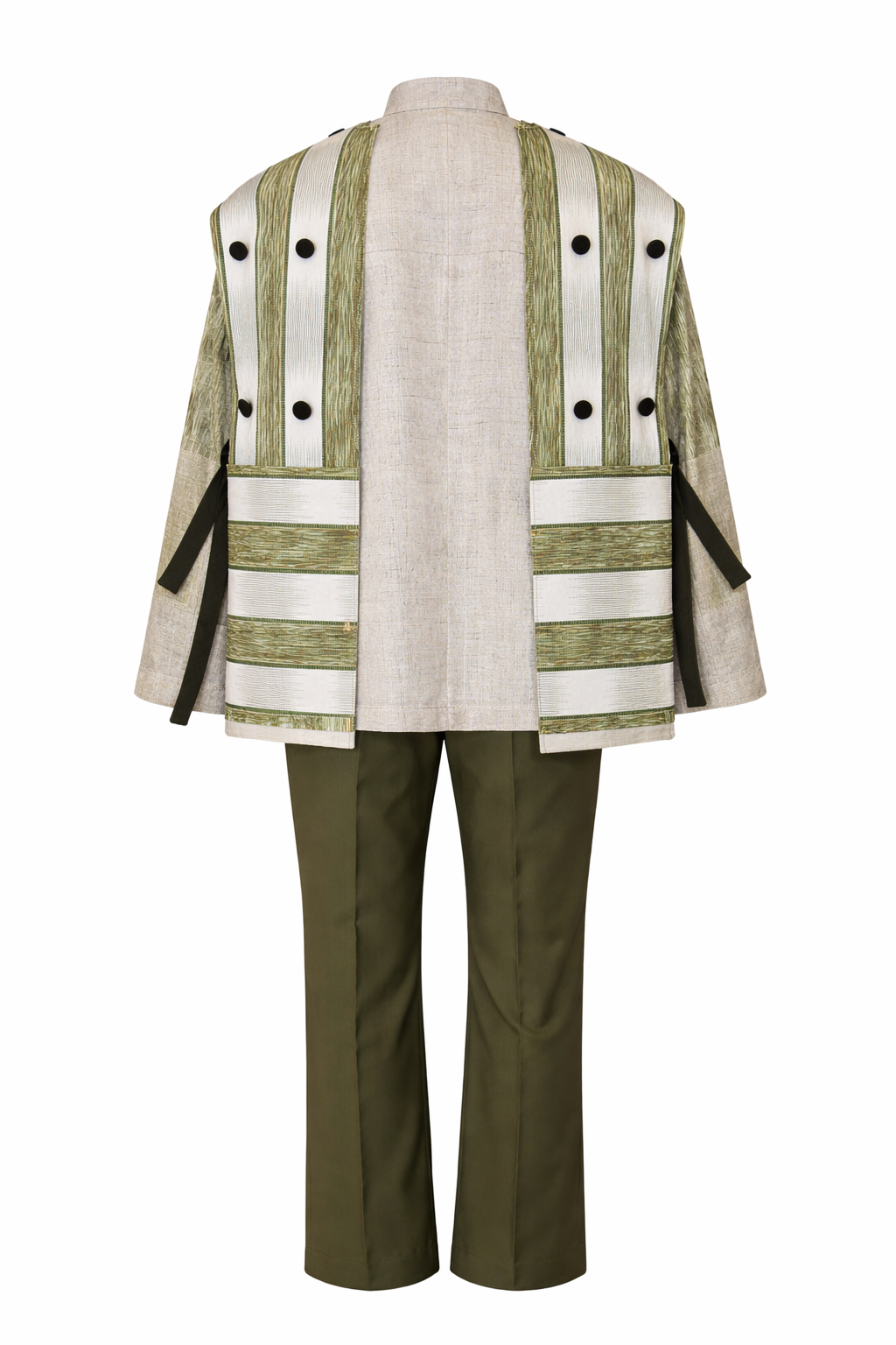 Kabíno – Ensemble homme africain élégant vert & beige – Image 2